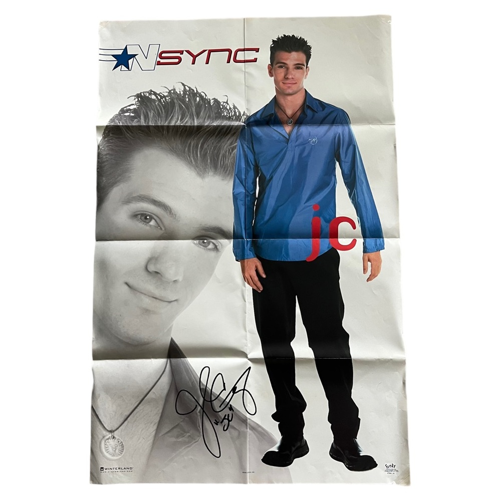N SYNC J.C.  Autograph Poster Music 22.25" X 34.50" NOS